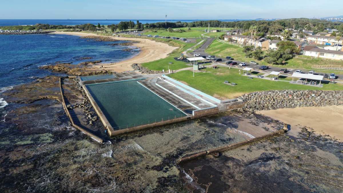 Aerial view of Bellambi Rock Pool on the Wollongong coastline