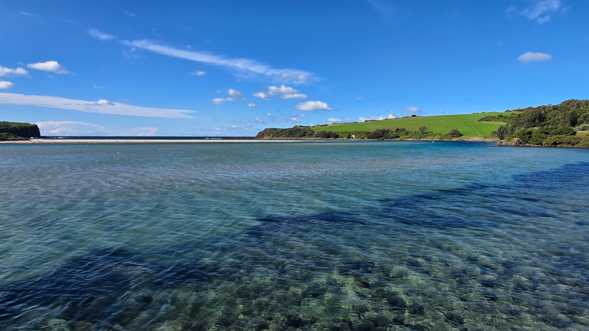 Aerial view of the Minnamurra River and coastline on the Kiama to Shellharbour ebike ride