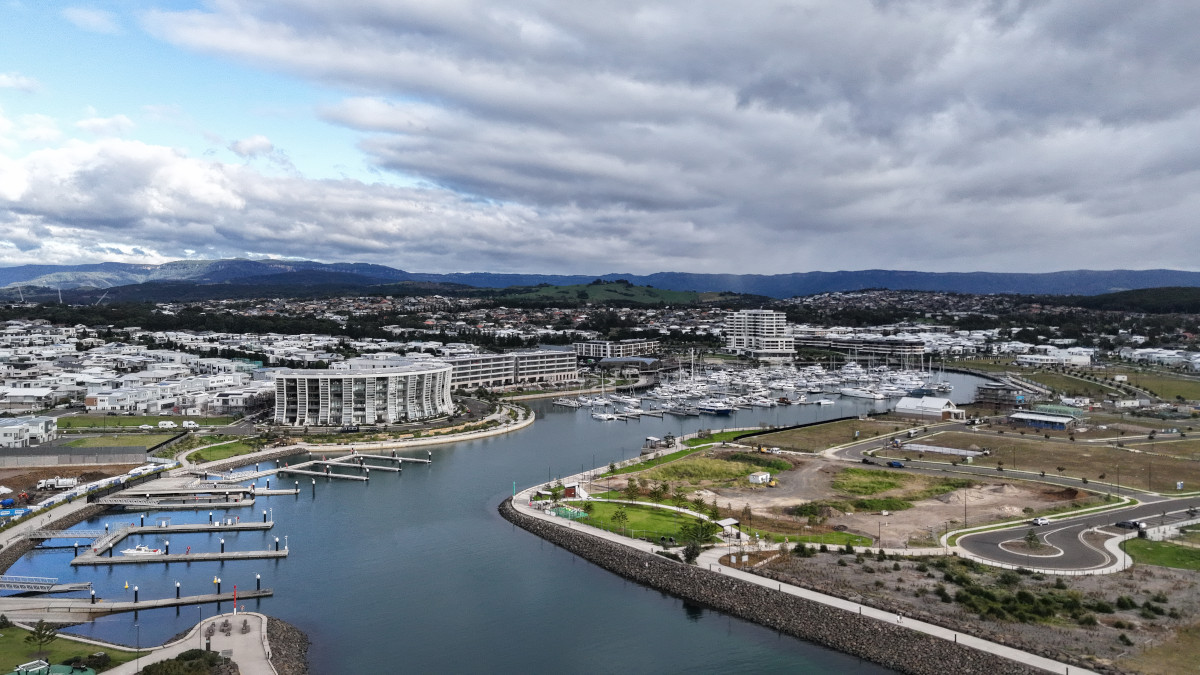 Aerial view of Shell Cove Marina on the Wollongong to Shellharbour ebike ride