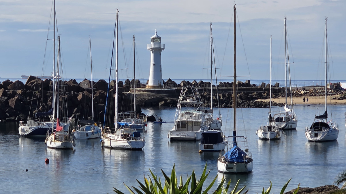 Historic Wollongong Breakwater Lighthouse at Belmore Basin in Wollongong Harbour