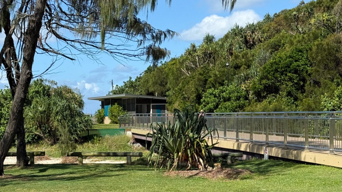 Boardwalk through coastal vegetation at Beree Badalla Reserve beside Currumbin Creek