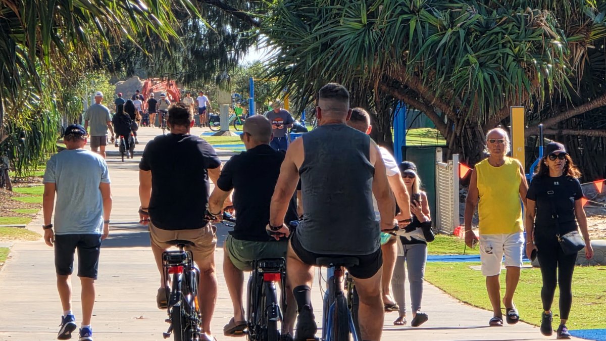 Cycling on a shared path at Surfers Paradise