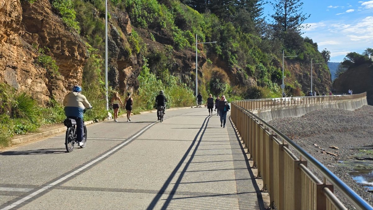 Ebike riders travelling along the Wollongong coastal cycleway
