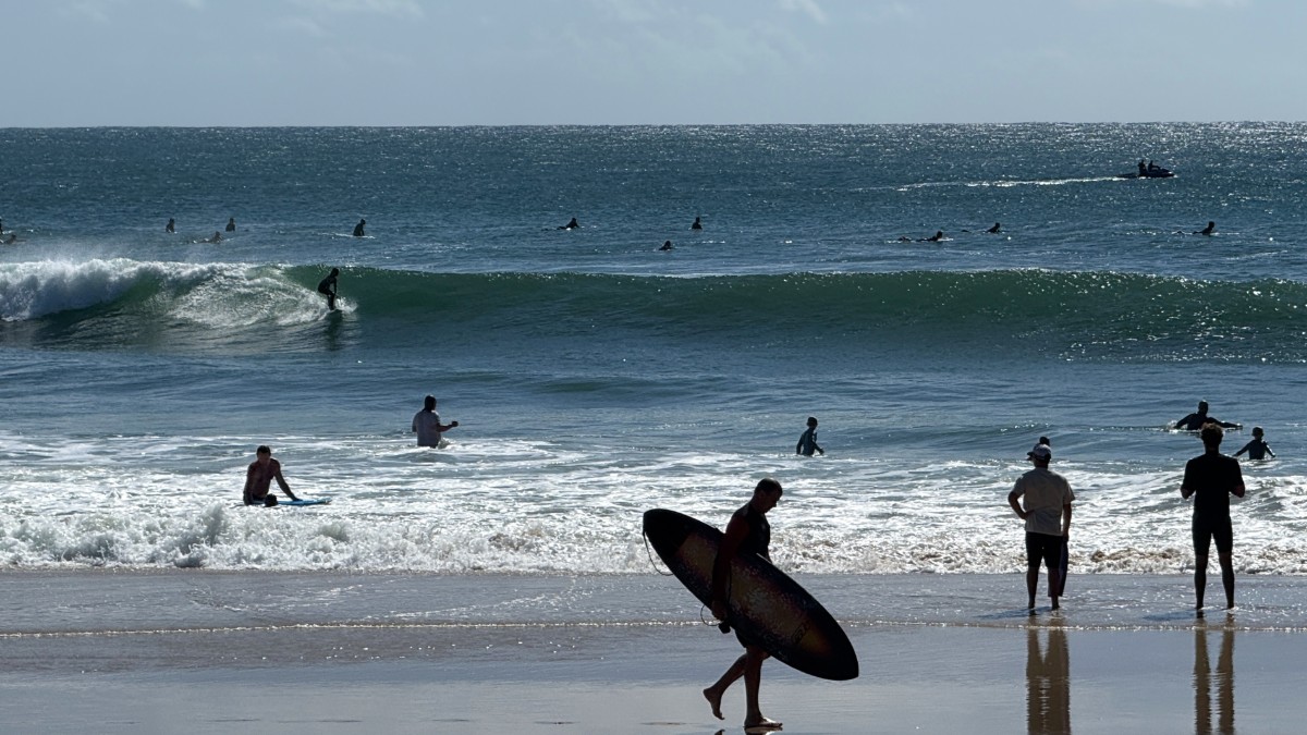 Surfers at Greenmount Beach on the southern Gold Coast