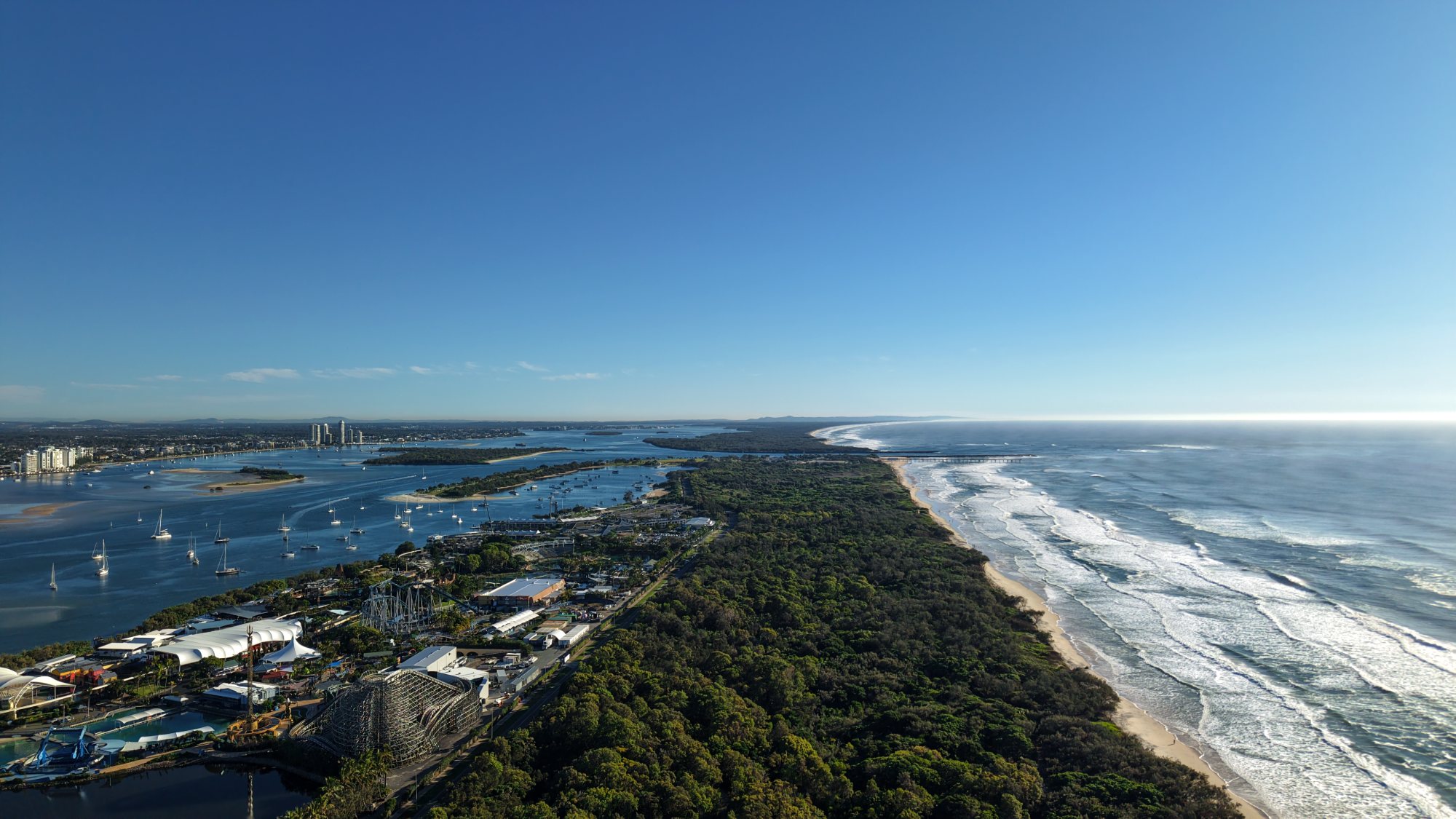 Aerial view of The Spit on the Gold Coast